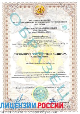 Образец сертификата соответствия аудитора №ST.RU.EXP.00014299-1 Дмитров Сертификат ISO 14001
